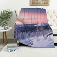 thumbnail image 1 of Fenyluxe Mountain Trees Winter Print Throw Blanket for Bed Couch Car Kids and Adults - Excellent Hand Feel Lightweight Blanket All Seasons 60x80in, 1 of 6