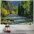 thumbnail image 1 of Fenyluxe  Nature Mountain Forest Tapestry, Scenic Green Pine Tree Waterfall Landscape Wall Hanging Tapestries for Home Office Dorm Indoor and Outdoor Decoration 40x30inch, 1 of 6