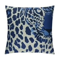 Fenyluxe  Navy Blue Cheetah Cushion Cover Tan Pillow Covers Leopard Print Pillowcase Animal Blue Home Decorative Pillows for Sofa Couch Housewarming Gift White 12x12in