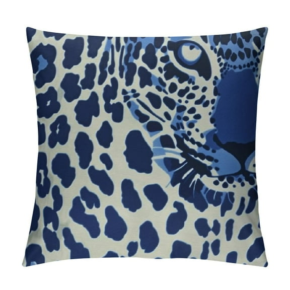 Fenyluxe  Navy Blue Cheetah Cushion Cover Tan Pillow Covers Leopard Print Pillowcase Animal Blue Home Decorative Pillows for Sofa Couch Housewarming Gift White 12x12in