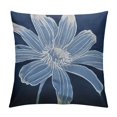 Fenyluxe Navy Blue Daisy Flower Lumbar Pillow Covers Spring Summer