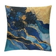 Fenyluxe Navy Blue Gold Marble Teal Abstract Farmhouse Throw Pillow