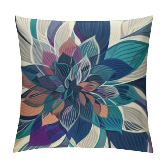 Fenyluxe Navy Blue Teal Pillow Covers Dahlia Floral Grey Beige Lumbar Throw Pillows Farmhouse Outdoor Decor for Home Living Room Sofa Bed Modern Elegant Cushion Case 12x12in