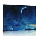 thumbnail image 1 of Fenyluxe Night Sky Stars Crescent Moon Canvas Print On Canvas Wall Decor for Bathroom Home Art Decor 20x16in, 1 of 6