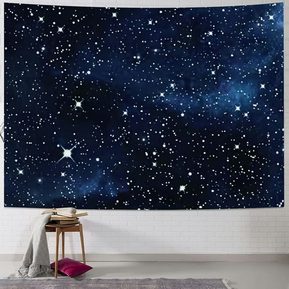 Fenyluxe  Night Sky Stars Tapestry Wall Hanging Starry Dark Blue Galaxy Universe Tapestries Space Room Wall Art TapestriesKids Adults for Bedroom Living Room Dorm  40x30inch