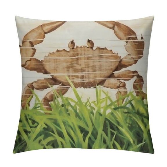 Fenyluxe Ocean Beach Outdoor Throw Pillow Covers Case Decorative Sea Plants Coastal Crab Decor Rectangular Pillowcase Decorations for Waist Lumbar Couch, Marine Animals 12x12in