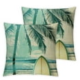 thumbnail image 1 of Fenyluxe Ocean Beach Throw Pillow Cover , Tropical Hawaiin Cushion Cover for Home Office Patio, Palm Tree Pillow Cover, Orange Surf Board Decorative Pillow Cover Summer Vacation Theme White, 1 of 7