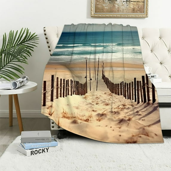 Fenyluxe Ocean Sandy Beach Ideal Comfy Throw Blanket Exquisite Gifts for All Seasons Long-Lasting Blanket 40x50in