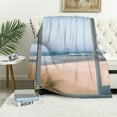 thumbnail image 1 of Fenyluxe Ocean Waves Print Flannel Throw Blanket for All Seasons, Lightweight Bed Blanket 50x60in, 1 of 6