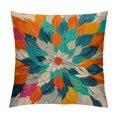 thumbnail image 1 of Fenyluxe   Orange Teal Grey Pillow Covers Dahlias Floral Modern Farmhouse Rustic Decorative Couch Pillow Cases with Zipper Home Decor for Living Room Bedroom Bed Cushion Outdoor White, 1 of 5