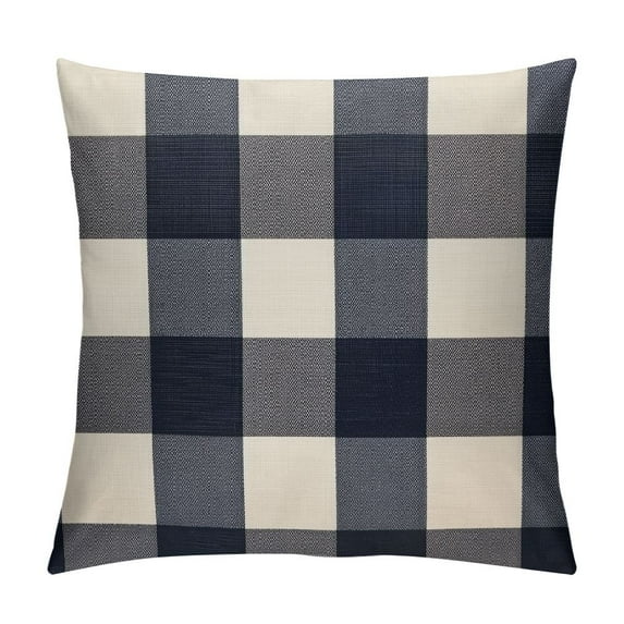 Fenyluxe Outdoor Blue Throw Pillow Covers Buffalo Plaids Check Summer Front Porch Decorative Gingham Cushion Cases Home Decor Farmhouse for Patio Furniture Couch Bed Sofa 20x20in