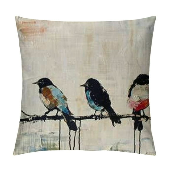 Fenyluxe Outdoor Lumbar Birds Throw Pillow Covers Spring Summer Pillow Covers Cushion Covers for Sofa Couch Patio Garden Seasonal Decoration 18x18in