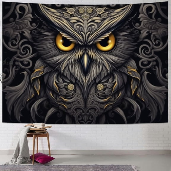 Fenyluxe  Owl Tapestry Hippie Wall Hanging Tapestries Aesthetic Decorative for Living Room Bedroom Ceiling  60x50inch