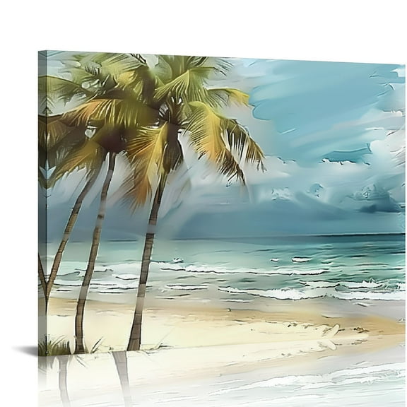 Fenyluxe Palm Trees Canvas Wall Art Modern Prints Ready To Hang Home Decor - Ideal for Living Room, Bedroom, Office, and More 16x12in