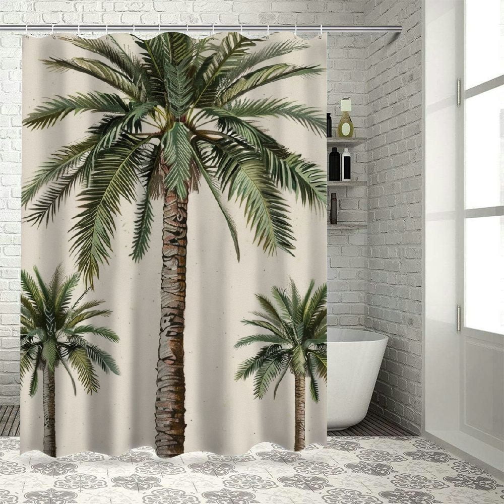 Fenyluxe Palm Trees Shower Curtains for Bathroom Home Decor 100% Polyester Fiber Washable Bathroom Shower Curtain Set with Hooks 60"x72