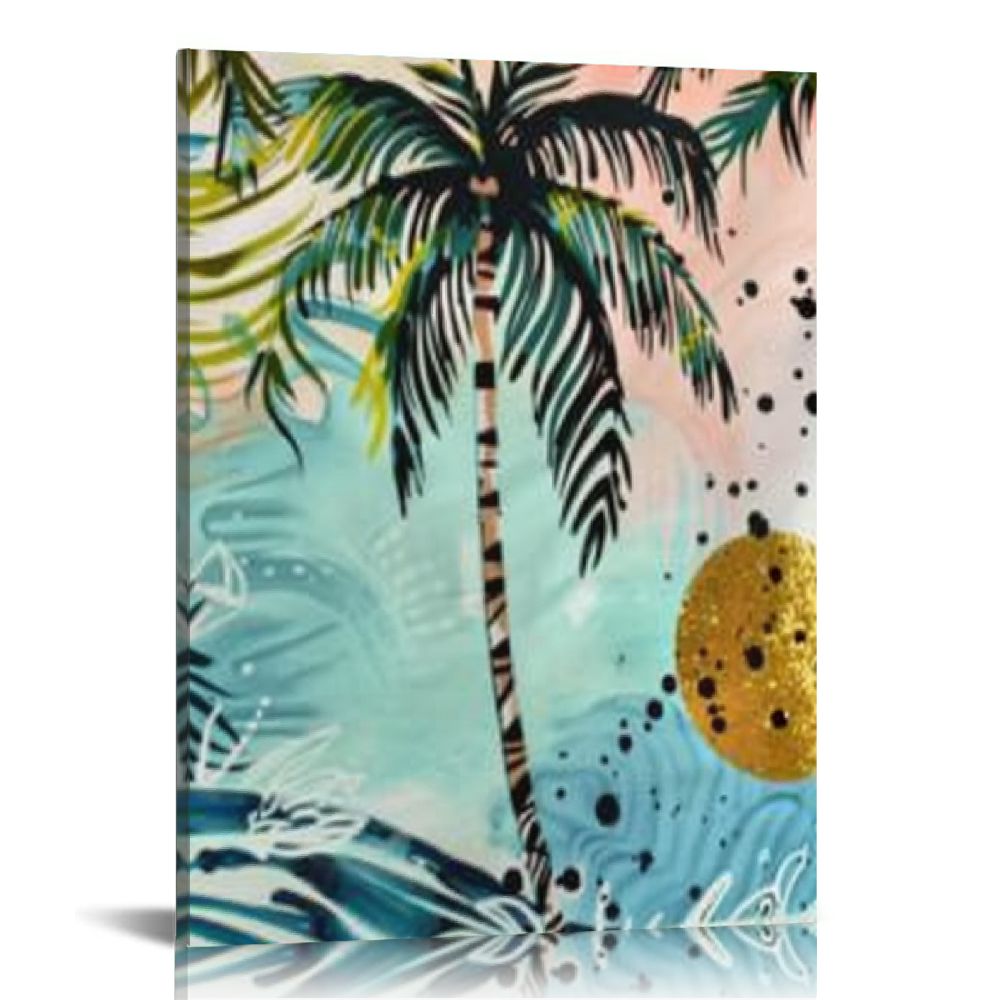 Fenyluxe Palm Trees Waves Tropical Print Ready to Hang Wall Decor for ...