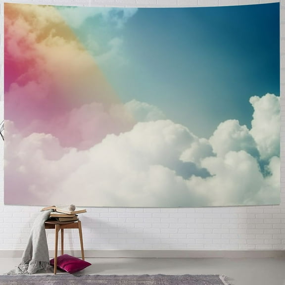 Fenyluxe  Pastel Cloud Tapestry Sky Tapestry Clouds Ceiling Tapestry Clouds Colorful Pink Yellow Blue Tapestry Wall Hanging Poster for Bedroom Living Room Teen Dorm Decor 40x30inch