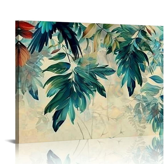 Fenyluxe Peacock Canvas Wall Art - Beautiful Peacock Feathers Teal Green Blue Wall Decor Stretched and Framed Ready to Hang - Artworks for Home Office Living Room Bedroom Decoration 20x16in