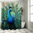 thumbnail image 1 of Fenyluxe Peacock Feathers Pretty Shower Curtain Bathroom Decor Polyester Fiber with Hooks 36x72, 1 of 7