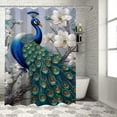 thumbnail image 1 of Fenyluxe Peacock Flowers Butterflies Pretty Shower Curtain Bathroom Decor 100% Polyester Washable Shower Curtain with Hooks 69x72, 1 of 7