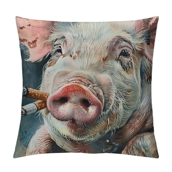 Fenyluxe Pillow Covers Abstract Adorable Funny Animal Pig Throw Pillow Covers Square Pillowcase Cushion Cover for Home Sofa Couch Car Decoration 18x18in