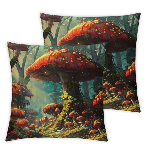Fenyluxe Pillow Covers Decorative Pillowcases  Abstract Colorful Mushroom Design, Holiday Farmhouse Throw Pillow Case Hidden Zippered Square Cushion Cover for Sofa Bedroom Home Decor White