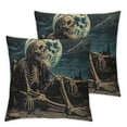 thumbnail image 1 of Fenyluxe  Pillow Covers Decorative Pillowcases  Moon Night Skeleton Design, Holiday Farmhouse Throw Pillow Case Square Cushion Cover for Home Couch Outdoor Car Decoration White, 1 of 7
