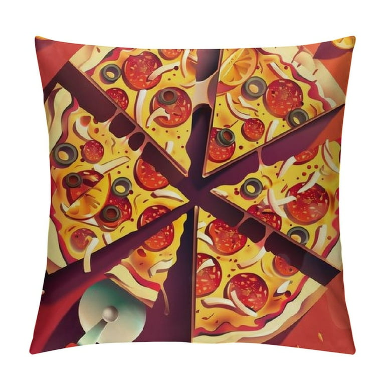 Fenyluxe Pizza Cutter Food Print Pillow Covers for Couch Home