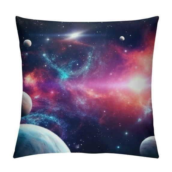 Fenyluxe Planets Stars Space Art Fashion Style Zipper Closure Throw Pillow Covers for Couch Sofa Bed Living Room Bedroom Short Plush 1PC 12x12in