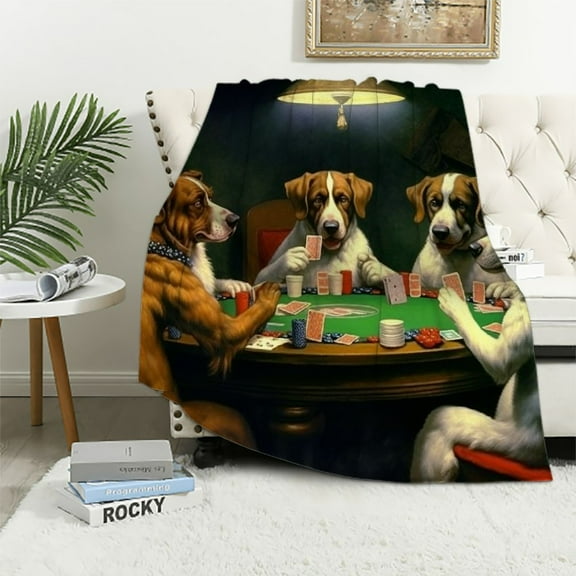 Fenyluxe Playing Cards Print Flannel Soft Plush Throw Blanket Lightweight for All Seasons - Multi-Functional Home Decor and Gift Idea 40x50in