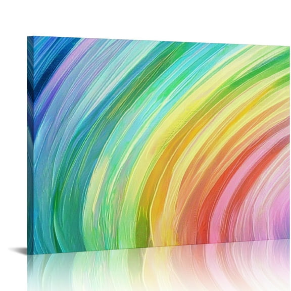 Fenyluxe Rainbow Colors Wall Decor Modern Canvas Prints Ready To Hang Home Art Decor 16x12in