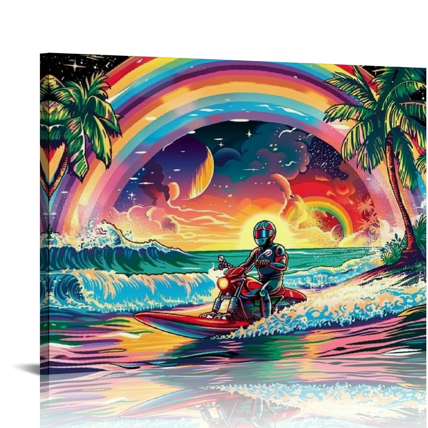 Fenyluxe Rainbow Palm Trees Canvas Wall Art for Home Decor, Ready To ...
