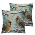 thumbnail image 1 of Fenyluxe Red Bird Throw Pillow Covers Set of 2 Sparrow Couch Pillow Cases Square 2pcsCushion Cover for Home Bed Sofa Decorative  White, 1 of 7