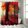 thumbnail image 1 of Fenyluxe Red Leaves Pretty Shower Curtain Set for Bathroom Mother's Day, 100% Polyester Fiber, Sustainable with Hooks 60x72, 1 of 7