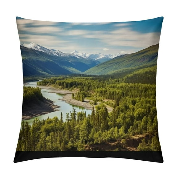 Fenyluxe River Forest Hillside Pillow Covers for Couch Sofa Indoor Outdoor Aesthetic Decorative 1PC 12x12in