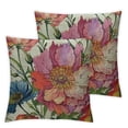 thumbnail image 1 of Fenyluxe Rose Flowers Decorative Throw Pillows Covers, Watercolor Bouquet Floral Rose Peony Garden Throw Cushion Cover 2pcs Pillowcases for Bedroom Sofa Living Room, 2pcs White, 1 of 7