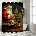 thumbnail image 1 of Fenyluxe Santa Claus Christmas Tree Naive Art Print Shower Curtain Set with Hooks, Chic Modern Bathroom Decor 100% Polyester Fiber Background Curtain for Showers and Bathtubs 36x72, 1 of 7