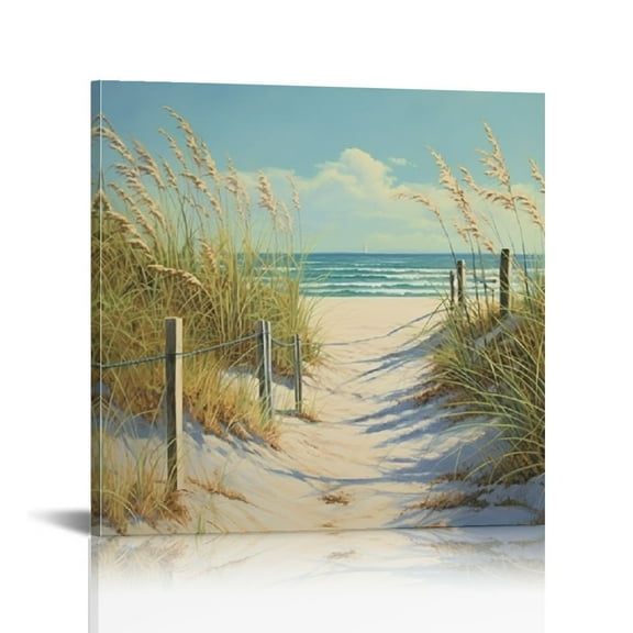 Fenyluxe Sea Oats Art Modern Canvas Prints Wall Decor for Bathroom Ready To Hang Home Art Decor 12x12in