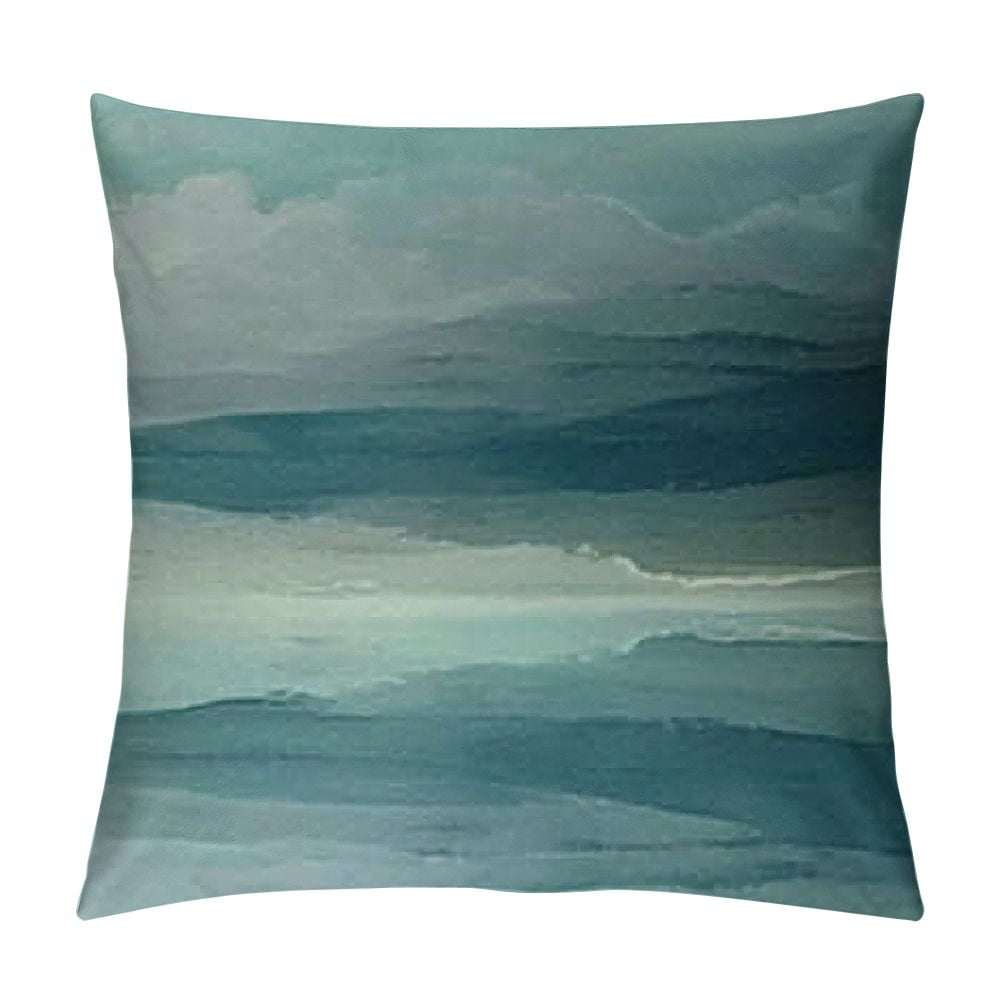 Fenyluxe Seafoam Green Mint Navy Blue Abstract Ocean Art Painting