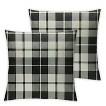 Fenyluxe Set of 2 Black and White Buffalo Plaid Pillow Covers Outdoor Christmas Check Throw Pillow Cover Winter Farmhouse Decorations Pillow Cases for Sofa Couch Home Decor White