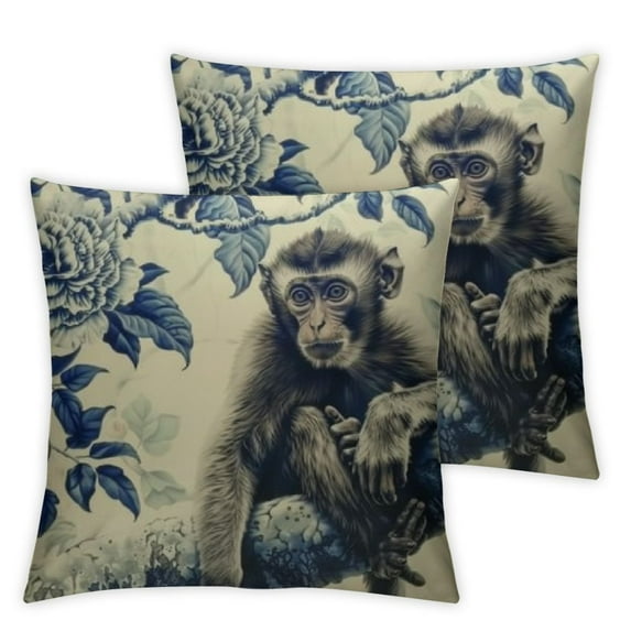 Fenyluxe Set of 2 Chinoiserie Pillow Covers Blue and White Pillow Covers Outdoor Decorative Pillow Covers for Couch Bed Sofa Cushion Farmhouse Pillowcases White