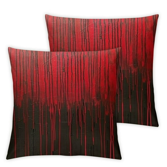 Fenyluxe Set of 2 Geometric Abstract Ombre Decorative Throw Pillow Covers, Soft Red Black Striped Square Cushion Case Set for Couch Sofa Bedroom Living Room, Modern Pillow Cases Pillowcases White