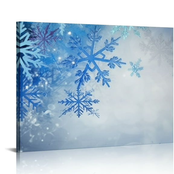 Fenyluxe Snowflake Canvas Print Wall Decorations for Home and Office Art Decor - Ready To Hang Room Decor Canvas Wall Art 16x12in