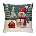 thumbnail image 1 of Fenyluxe Snowman Christmas Tree Red Ornament Pillow Cushion Covers High-Quality Winter Pillow Case 1PC 12x12in, 1 of 5
