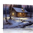 thumbnail image 1 of Fenyluxe Snowy Cabin Canvas Print Wall Decor Modern Art Ready To Hang Home Decoration 16x12in, 1 of 6
