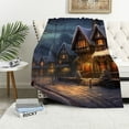 thumbnail image 1 of Fenyluxe Snowy Village Christmas Tree Winter Landscape Throw Blanket Bedding Cozy Lightweight for Couch Sofa Bed All Seasons 60x80in, 1 of 6