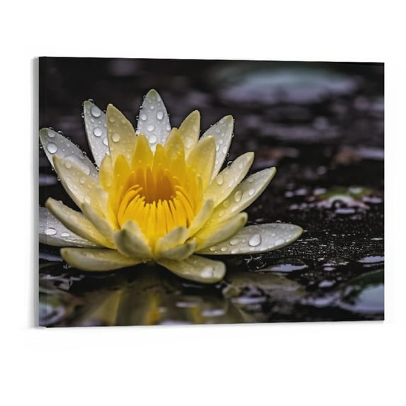 Fenyluxe Spa Zen Wall Art White Lotus Flower in the Storm Canvas Picture,Black and White Meditation Decor Artwork,Zen Spiritual Wall Decor Artwork，Yoga Studio- 20x16 Inches