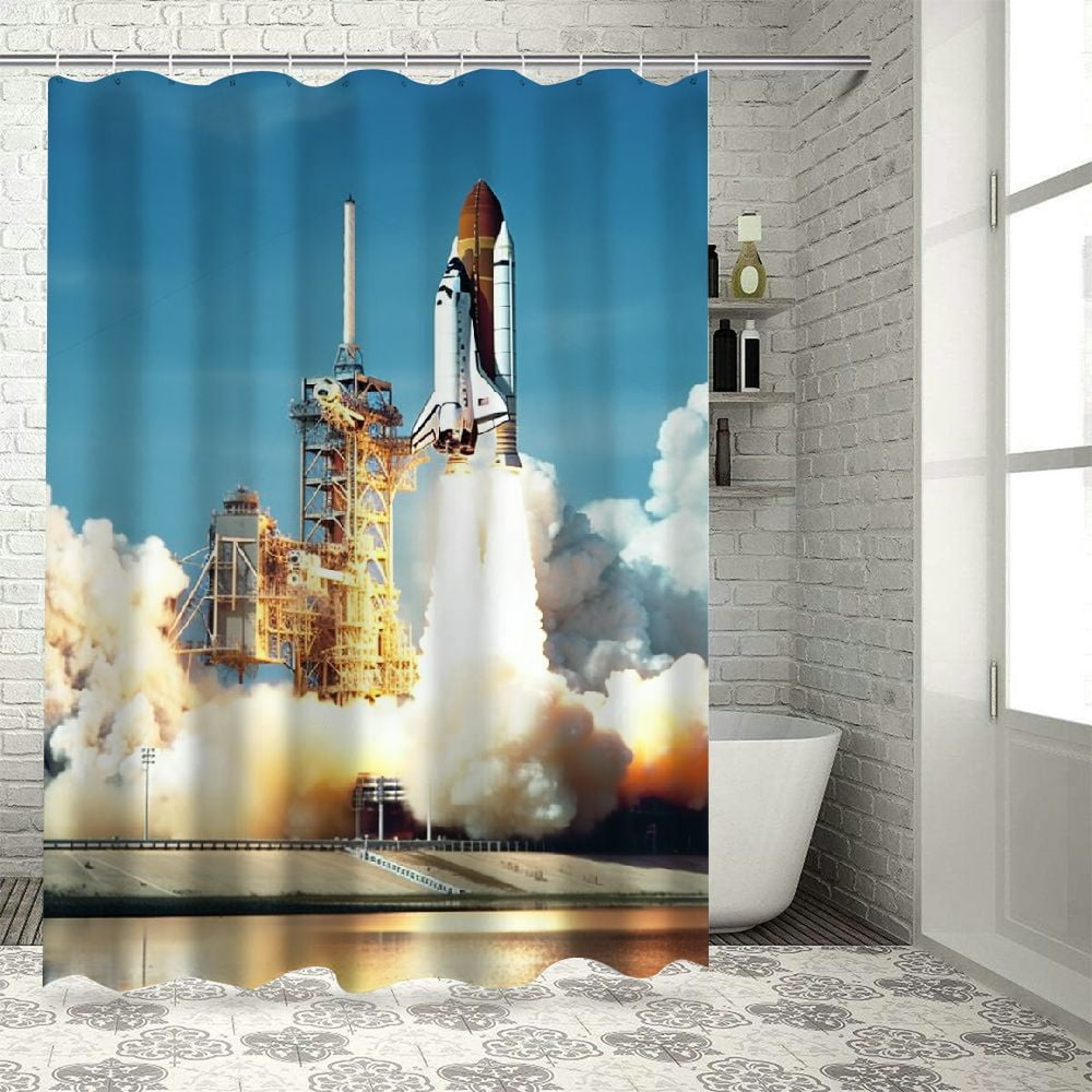 Shuttle Showers Fenyluxe Space Shuttle Bathroom Shower Curtain Set for Your Bathroom ...
