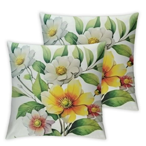 Fenyluxe Spring Floral Throw Pillow Covers Home Sweet Home Flowers Truck Farmhouse Decorative Pillows Soft Cushion Cases for Couch Sofa Bed Home Decor 2pcs White