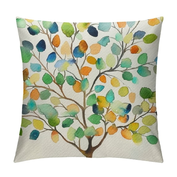 Fenyluxe Spring Pillow Covers, Colorful Leaves Decorative Throw Pillows,Vintage Plant Flower Floral Summer Seasonal Outdoor Decor Pillowcase Cushion Cover for Couch Sofa 18x18in